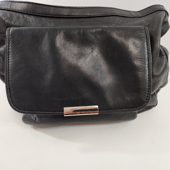 Danier Black Leather Purse w/ Leopard Print Interior - Picture 4 of 11